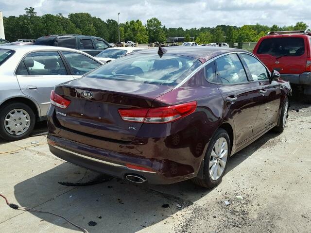 5XXGU4L32GG101226 - 2016 KIA OPTIMA EX BURGUNDY photo 4