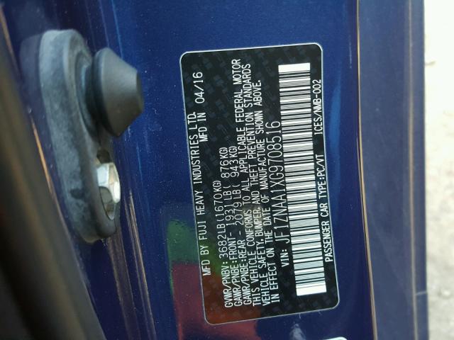 JF1ZNAA1XG9708516 - 2016 TOYOTA SCION FR-S ლურჯი ფოტო 10