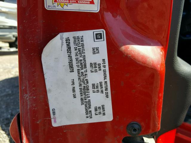 1G2WR5214YF309678 - 2000 PONTIAC GRAND PRIX 红色 照片 10