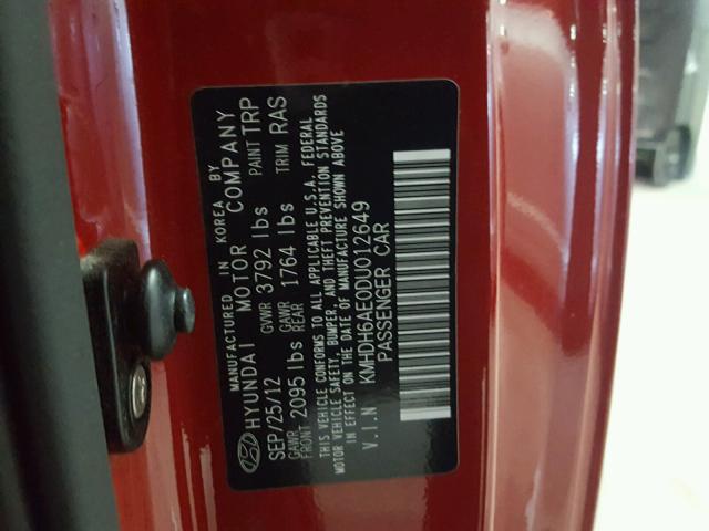 KMHDH6AE0DU012649 - 2013 HYUNDAI ELANTRA CO RED photo 10