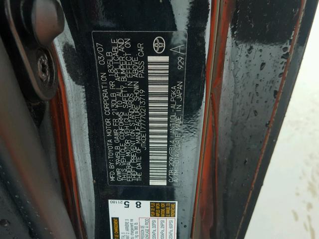 JTKDE177770213719 - 2007 TOYOTA SCION TC 黑色 照片 10