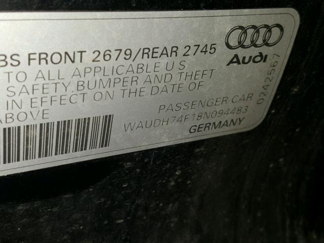 WAUDH74F18N094483 - 2008 AUDI A6 3.2 QUA BLACK photo 10