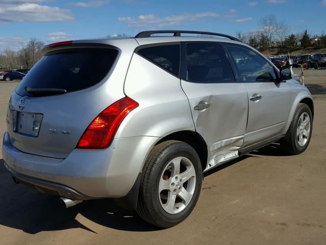 JN8AZ08W24W306255 - 2004 NISSAN MURANO SL SILVER photo 4