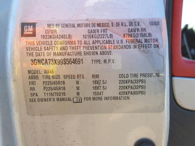 3GNCA73X99S564691 - 2009 CHEVROLET HHR SS 银色 照片 10