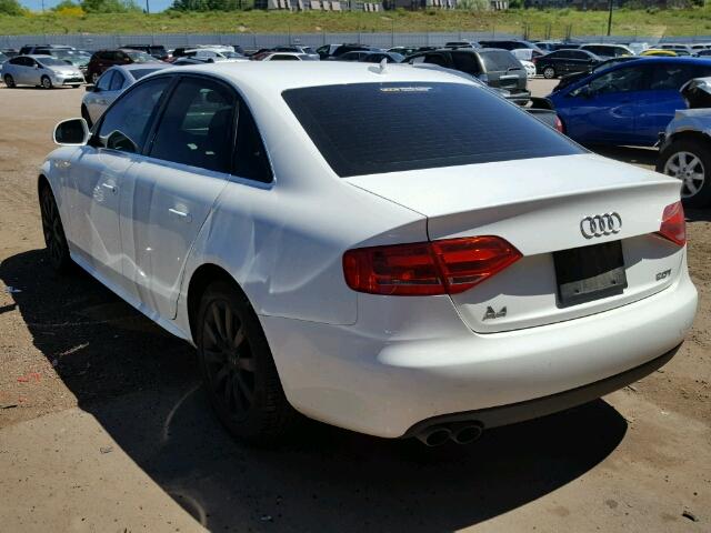 WAUSF78K49A095818 - 2009 AUDI A4 2.0T QU WHITE photo 3