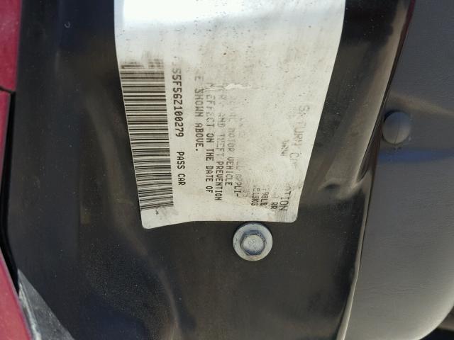 1G8AJ55F56Z100279 - 2006 SATURN ION LEVEL ბურგუნდია ფოტო 10