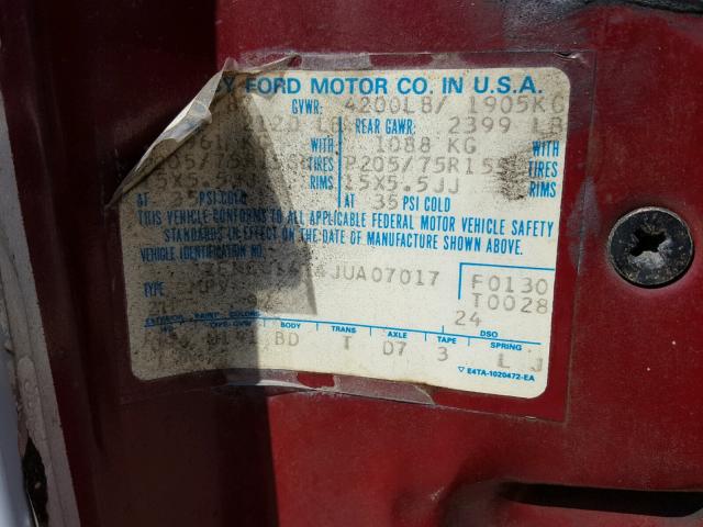 1FMCU14T4JUA07017 - 1988 FORD BRONCO II RED photo 10