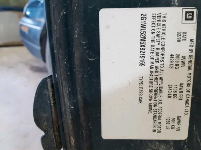 2G1WL52M5X9219169 - 1999 CHEVROLET LUMINA BAS მწვანე ფოტო 10