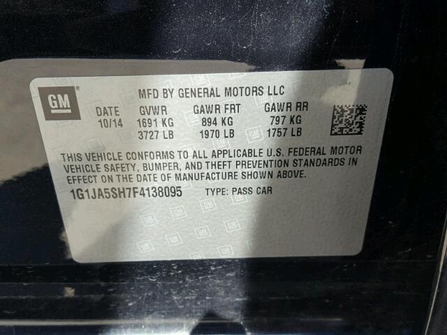 1G1JA5SH7F4138095 - 2015 CHEVROLET SONIC LS 黑色 照片 10