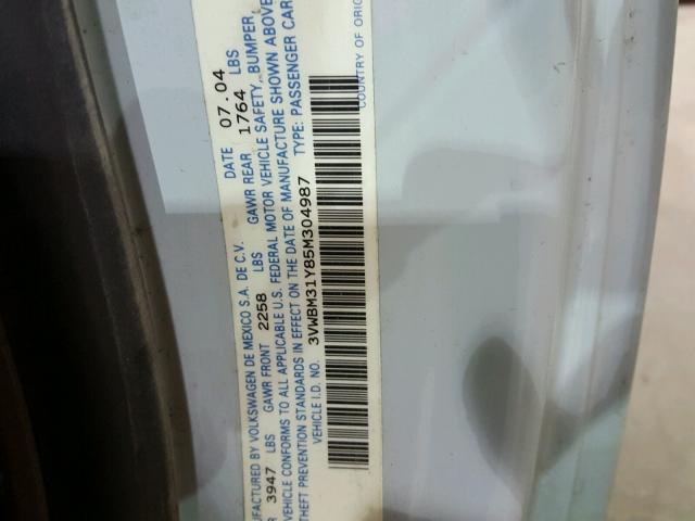 3VWBM31Y85M304987 - 2005 VOLKSWAGEN NEW BEETLE 蓝色 照片 10