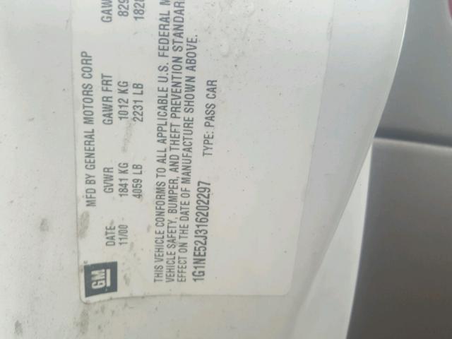 1G1NE52J316202297 - 2001 CHEVROLET MALIBU LS 白色 照片 10