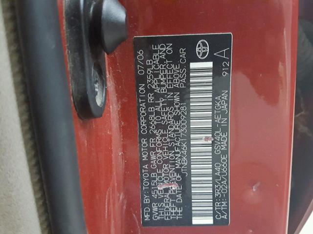 JTNBK46K173009281 - 2007 TOYOTA CAMRY NEW RED photo 10