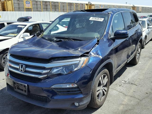 5FNYF5H7XGB012491 - 2016 HONDA PILOT EXLN BLUE photo 2