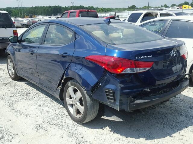 KMHDH4AE8DU878412 - 2013 HYUNDAI ELANTRA GL BLUE photo 3