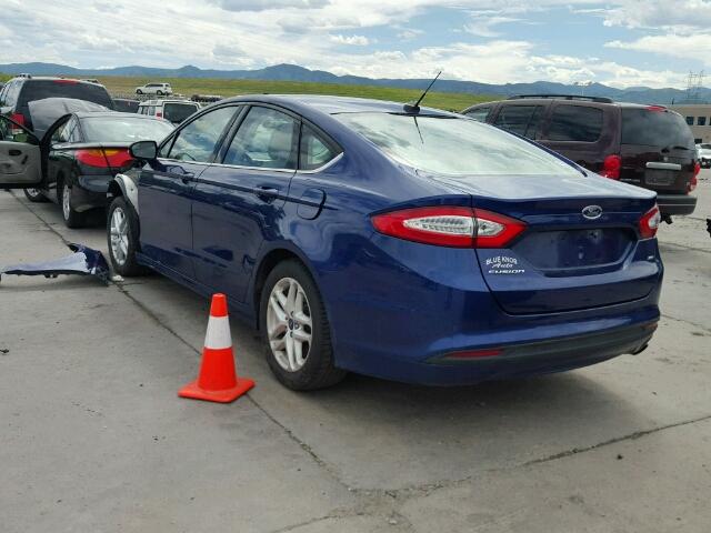 3FA6P0H71ER165463 - 2014 FORD FUSION BLUE photo 3