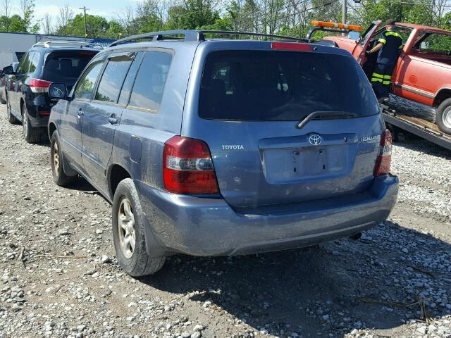 JTEGD21A940093267 - 2004 TOYOTA HIGHLANDER BLUE photo 3