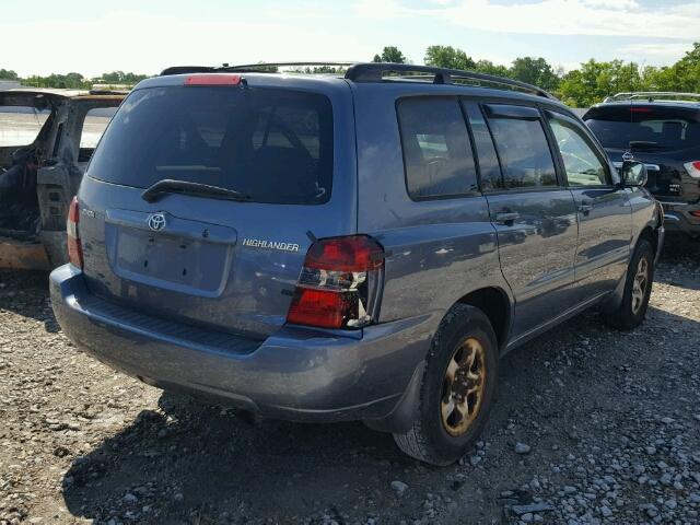 JTEGD21A940093267 - 2004 TOYOTA HIGHLANDER BLUE photo 4