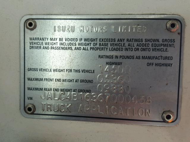 JALC4B16367000458 - 2006 ISUZU NPR WHITE photo 10