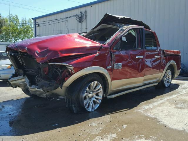 1C6RR7PT9DS632955 - 2013 RAM 1500 LONGH BURGUNDY photo 2