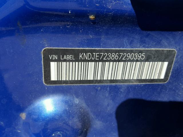 KNDJE723867290395 - 2006 KIA NEW SPORTA BLUE photo 10