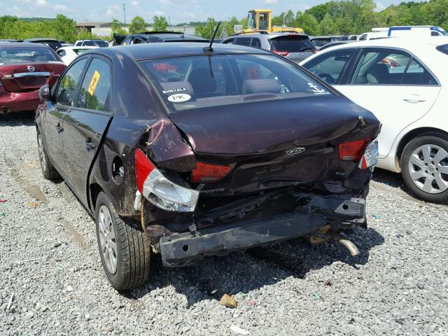 KNAFU4A27B5379426 - 2011 KIA FORTE EX BURGUNDY photo 3