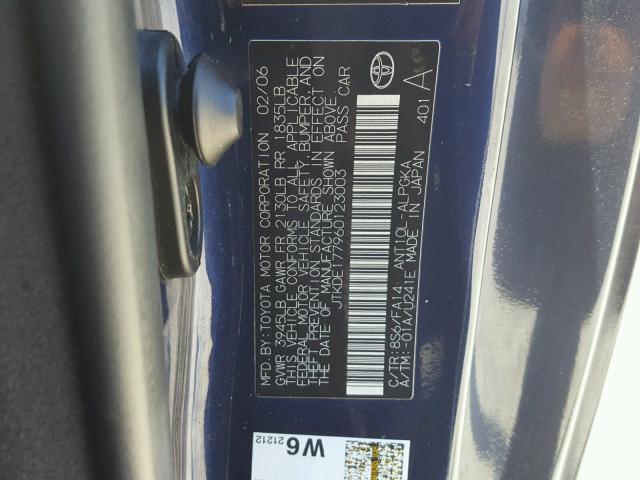 JTKDE177960123003 - 2006 TOYOTA SCION TC 蓝色 照片 10