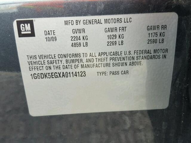 1G6DK5EGXA0114123 - 2010 CADILLAC CTS PERFOR Yaşıl foto 10