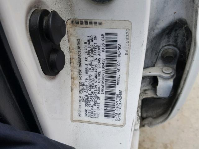 1NXAE09B8RZ190433 - 1994 TOYOTA COROLLA LE 白色 照片 10