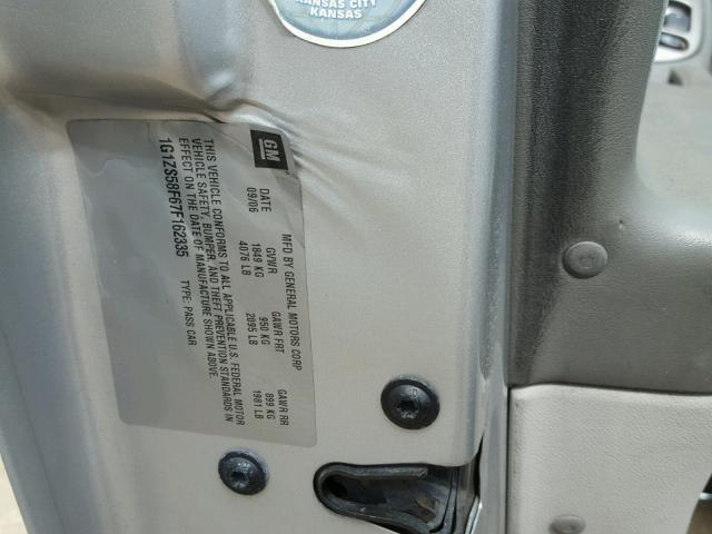 1G1ZS58F67F162335 - 2007 CHEVROLET MALIBU LS ვერცხლისფერი ფოტო 10