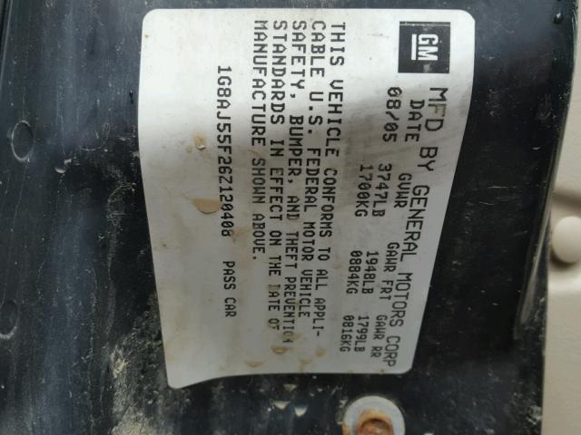 1G8AJ55F26Z120408 - 2006 SATURN ION LEVEL GREEN photo 10