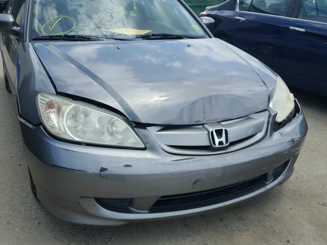 JHMES96685S009815 - 2005 HONDA CIVIC HYBR GRAY photo 9