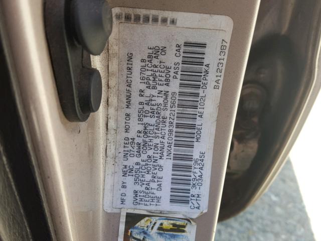 1NXAE09B3RZ215609 - 1994 TOYOTA COROLLA LE 米色 照片 10