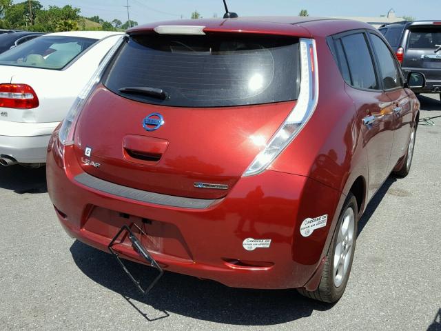 1N4AZ0CPXDC403562 - 2013 NISSAN LEAF S RED photo 4