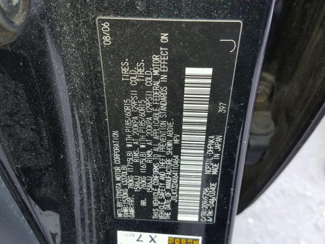 JTLKT324X64110464 - 2006 TOYOTA SCION XB Қара фото 10