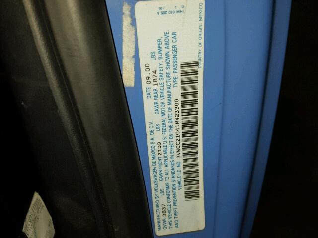 3VWCC21C41M423300 - 2001 VOLKSWAGEN NEW BEETLE 蓝色 照片 10