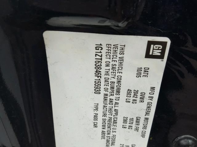 1G1ZT63846F155930 - 2006 CHEVROLET MALIBU MAX BLUE photo 10