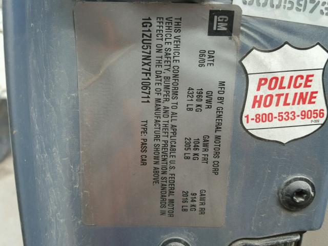 1G1ZU57NX7F106711 - 2007 CHEVROLET MALIBU LTZ 灰色 照片 10