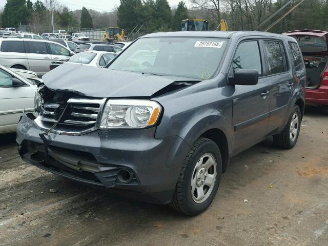 5FNYF4H23DB015355 - 2013 HONDA PILOT LX GRAY photo 2