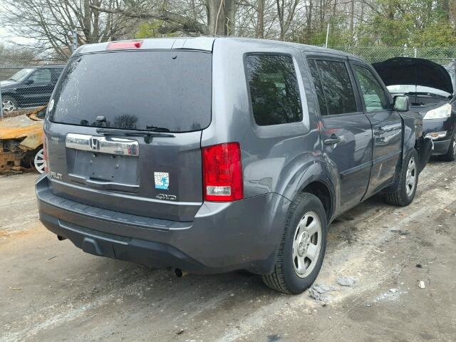 5FNYF4H23DB015355 - 2013 HONDA PILOT LX GRAY photo 4