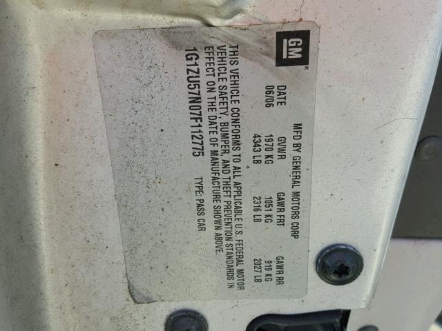 1G1ZU57N07F112775 - 2007 CHEVROLET MALIBU LTZ 银色 照片 10