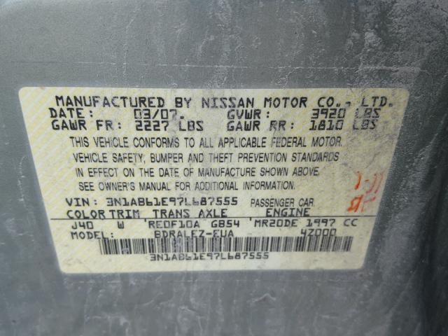 3N1AB61E97L687555 - 2007 NISSAN SENTRA 2.0 GRAY photo 10