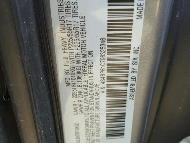 4S4BP61C796325346 - 2009 SUBARU OUTBACK 2. SILVER photo 10