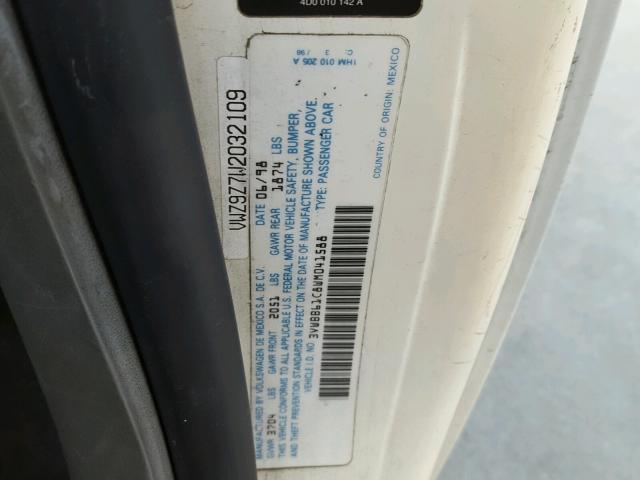 3VWBB61C8WM041588 - 1998 VOLKSWAGEN NEW BEETLE 白色 照片 10