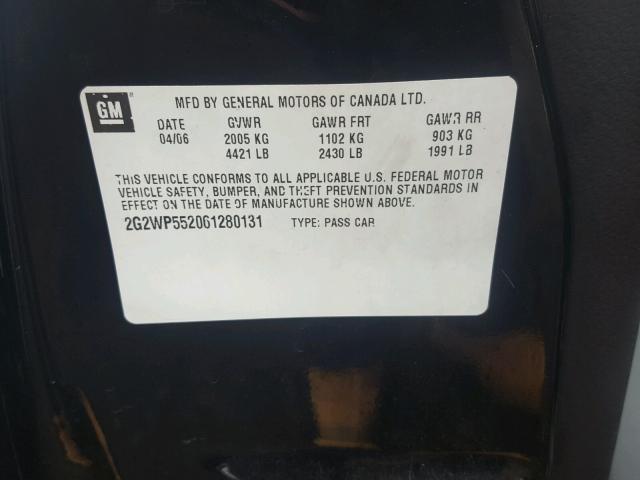 2G2WP552061280131 - 2006 PONTIAC GRAND PRIX BLACK photo 10