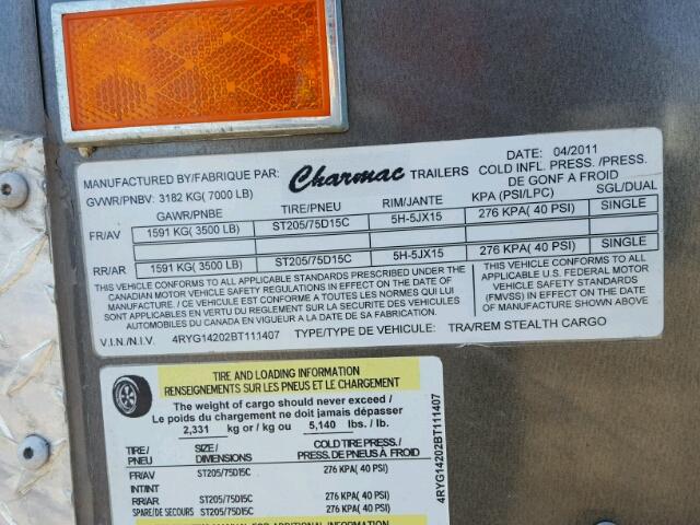 4RYG14202BT111407 - 1999 TRAIL KING UTILITY GRAY photo 10