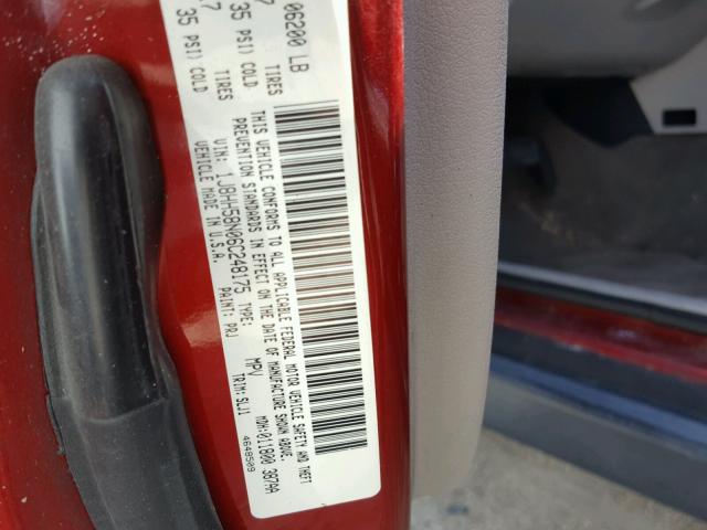 1J8HH58N06C248175 - 2006 JEEP COMMANDER MAROON photo 10