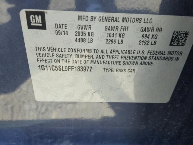 1G11C5SL9FF183977 - 2015 CHEVROLET MALIBU 1LT BLUE photo 10
