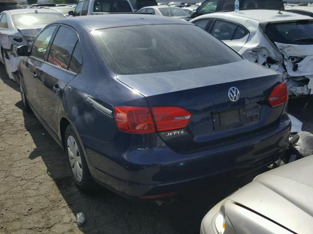 3VW2K7AJ1DM386480 - 2013 VOLKSWAGEN JETTA BASE 蓝色 照片 3