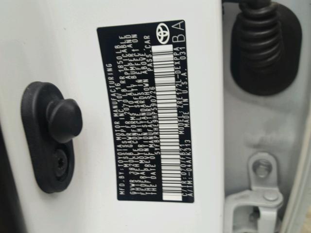 5YFBPRHE9HP590726 - 2017 TOYOTA COROLLA LE 白色 照片 10