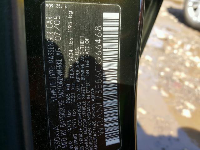 WBANF73586CG66468 - 2006 BMW 530 XI BLACK photo 10